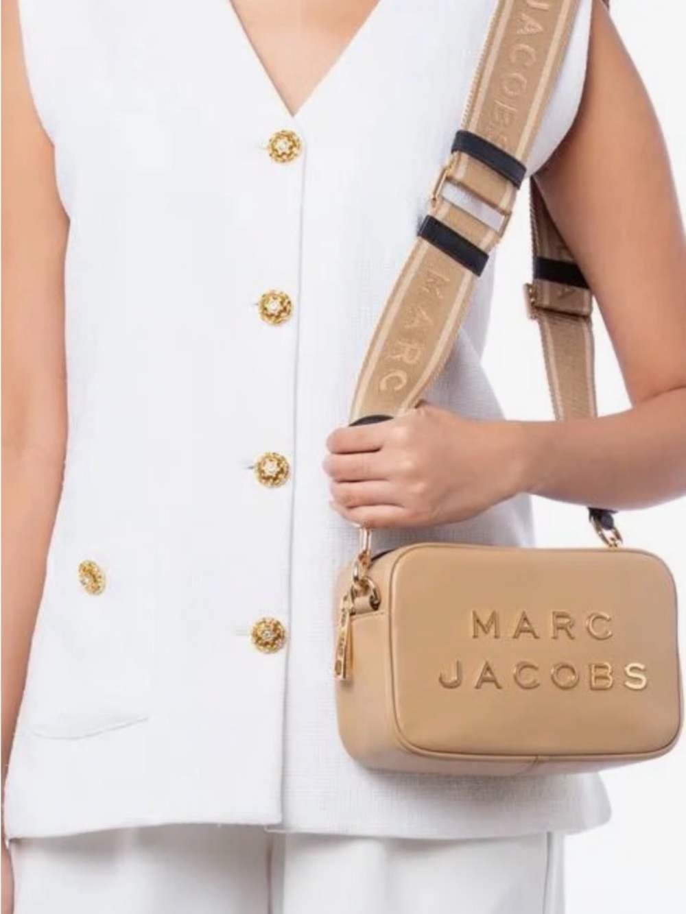 Marc Jacobs Tan Camera Crossbody with Logo Strap